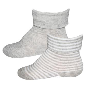Ewers Baby und Kinder Socken Biobaumwolle 2er Pack (Ringel grau meliert/weiß)